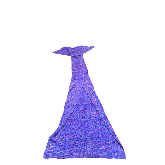 CCC Knitted Mermaid Tail Blanket Kids Adults Purple Multicolor Crochet Gifting - Picture 2 of 7